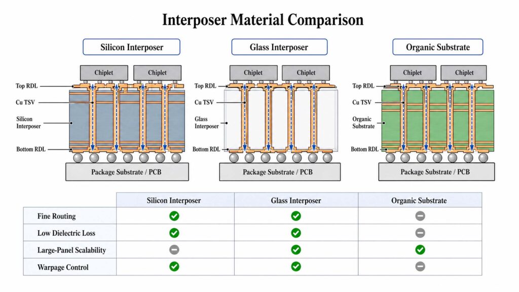 TGV Interposer Material Comparison